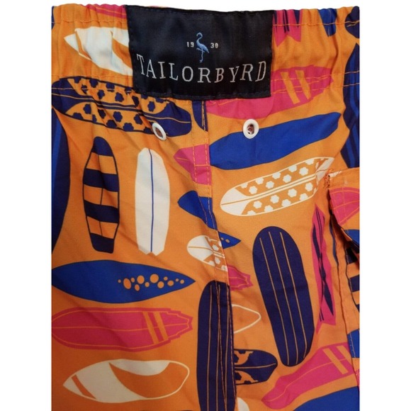 Tailor Byrd‎ surf board Print Drawstring Swim Trunks Size Men's XXL 40 7''in - Picture 4 of 11